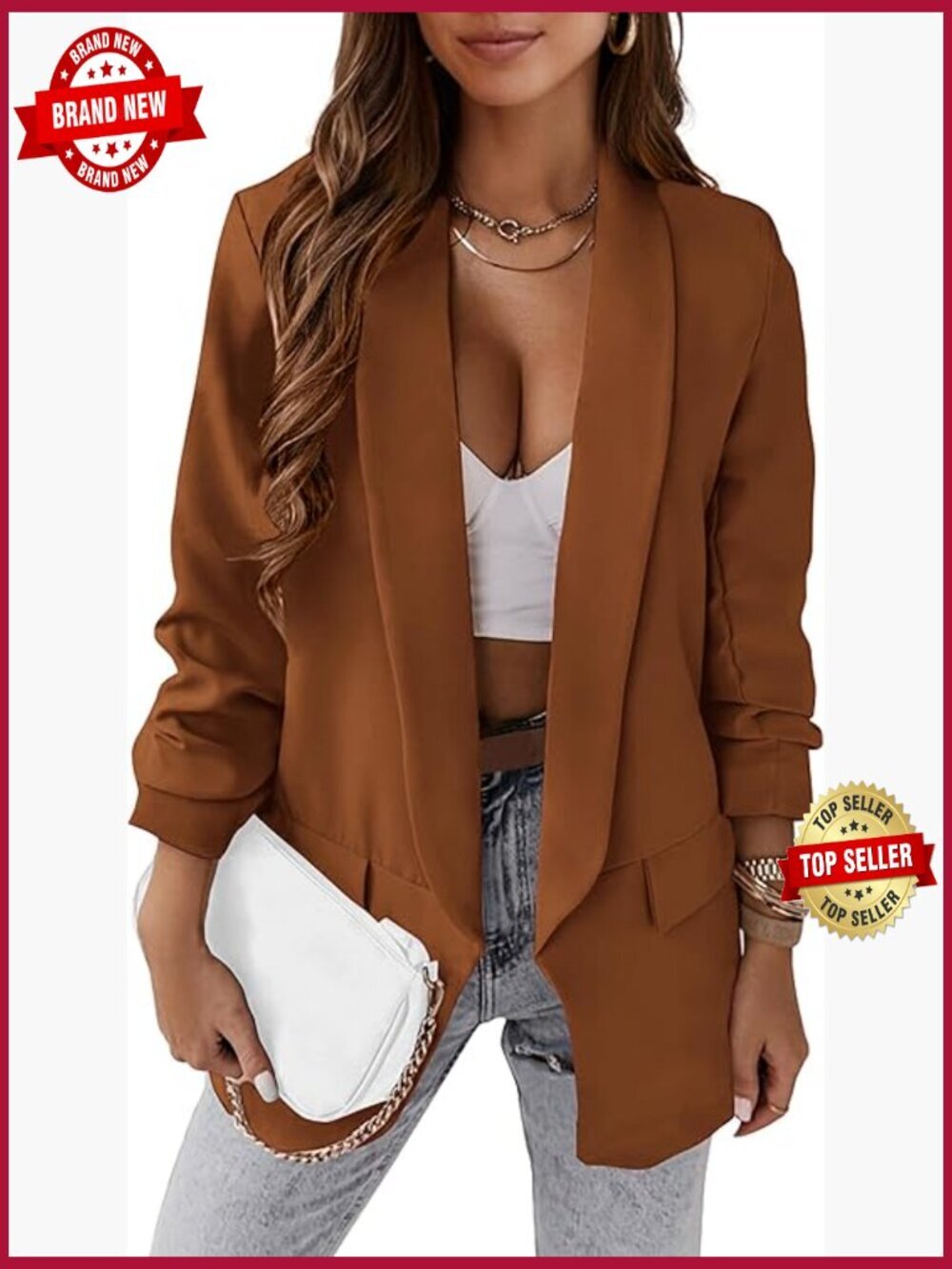 Women's Oversized Open Front Blazer Jacket Business Casual
